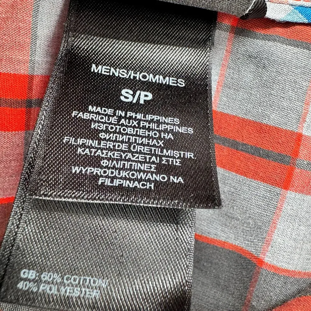 The North Face Shirt Mens Small Gray Red Plaid Snap Up‎ Shorts Sleeve Gorpcore